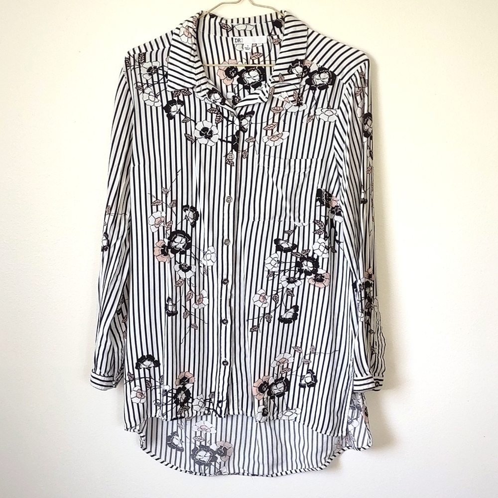 DR2 Small Stripped Button Down Shirt NWOT